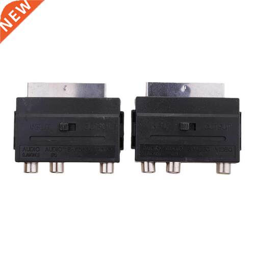 2 Pieces 21Pin SCART Male Plug to Composite 3RCA S-Video AV