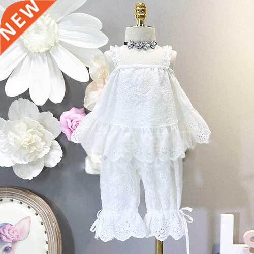 Girls Suit Flower Sling Top Plus Middle Pants 2021 Summer Ne