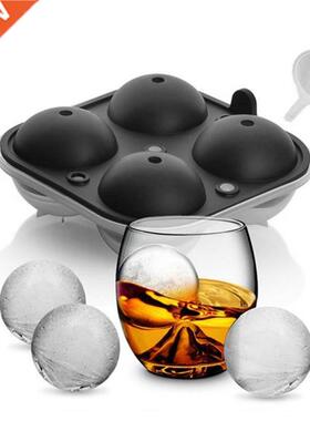 4-hole Ice Box Whiskey Maker Round Ice Hockey Mold Ice Tray