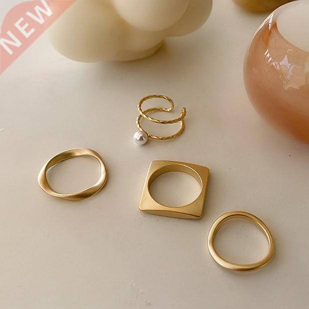 4 Pieces/set Gold Finger Rings Jewelry Women Simple Design