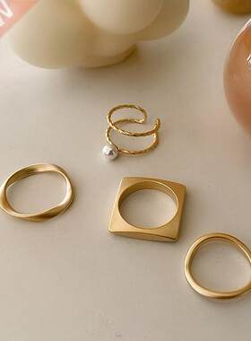 4 Pieces/set Gold Finger Rings Jewelry Women Simple Design