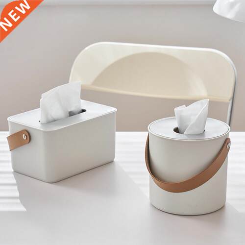 Tissue Box with Lid Drop-resistant Faux Leather Handle Unive