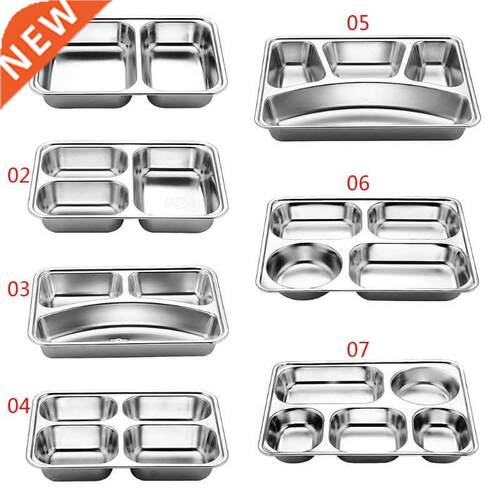 Stainless Steel Divided Dinner Tray Lunch Container Food Pla