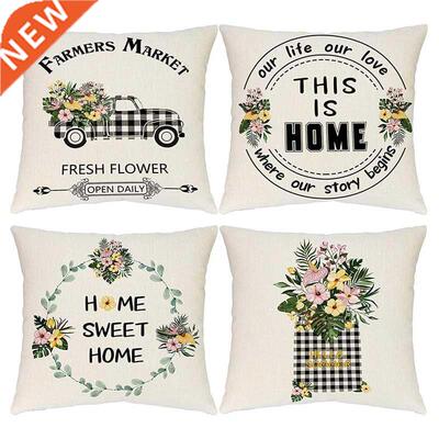 Farmhouse Summer Pillow Covers 18X18 Set Of 4 Summer