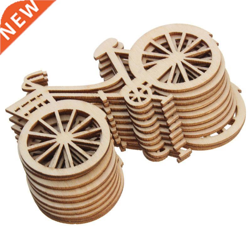 10pcs Wooden Bicycle Bike Cutout Veneers Slices  Crafting