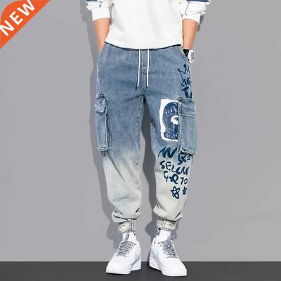 New Sreetwear Hip Hop Cargo Pants Men's Jeans Casual Pants E