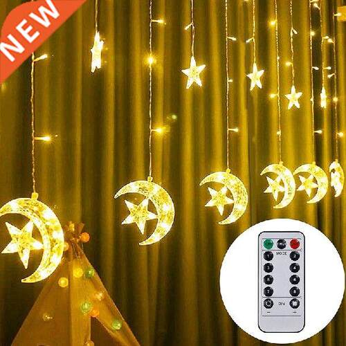 138 LED Star Moon Curtain String Lights, Window Curtain USB