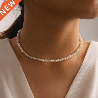 Elegant Big White Imitation Pearl Beads Choker Clavicle Chai