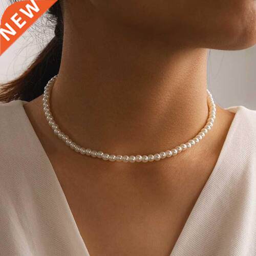 Elegant Big White Imitation Pearl Beads Choker Clavicle Chai
