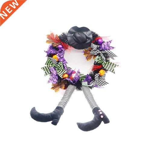 35x60cm Halloween Wreath Door Hanging Decoration Witch Hat