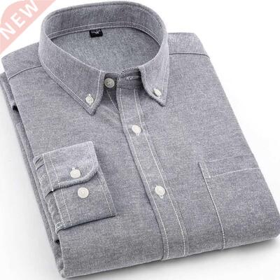 Oxford Mens Long-sleeved Shirts Casual White Red lue Gray G