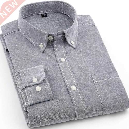 Oxford Mens Long-sleeved Shirts Casual White Red lue Gray G