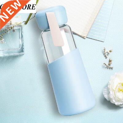 400ml Glass Water Bottle with Portable Handle Anti-scald