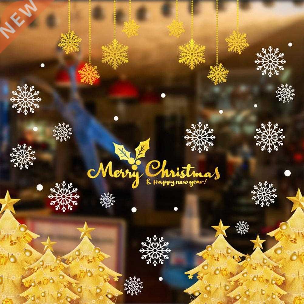 Merry Christmas Wall Stickers Fashion Santa Claus Snowflake
