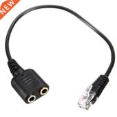 Male Plug Dual Jack Female Audio 25cm .5mm RJ9 2pcs lot