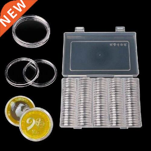 100 Coin Holder Capsules 27mm Round Box Plastic