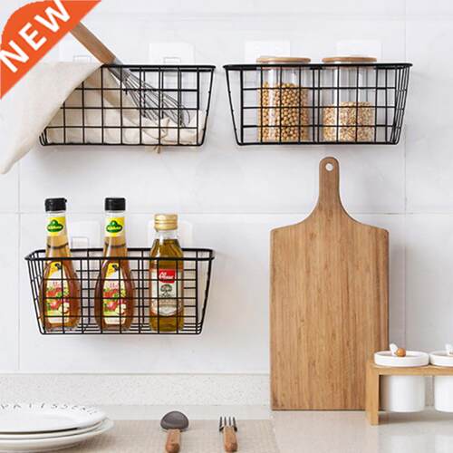 Wrought Iron Wall Mount Shelf Kitchen Hanging Basket Storage