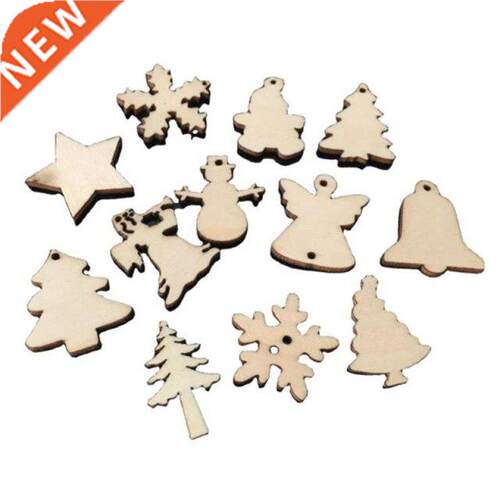 300PCS Wood Chip Snowflake Xmas Tree Decorative Hanging Orna