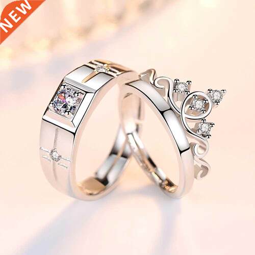 rendy Crown Shiny CZ Zircon 30% Silver Plted Lovers Couple