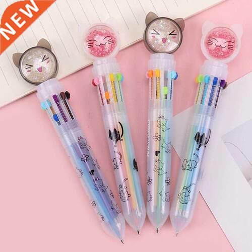 10 Color Flash Drilling Cat Ballpoint Pen Creative Multicolo