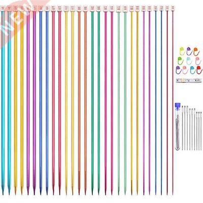 New 28Pcs/14 Pairs Alumina Knitting Needles Set,Colored