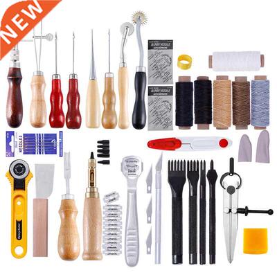 62Pcs/Set Leather Craft Tools Kit Hand Sewing Stitching Punc