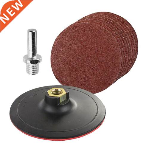 10-Piece Round Sanding Set with Padded and Drilled Adapter f