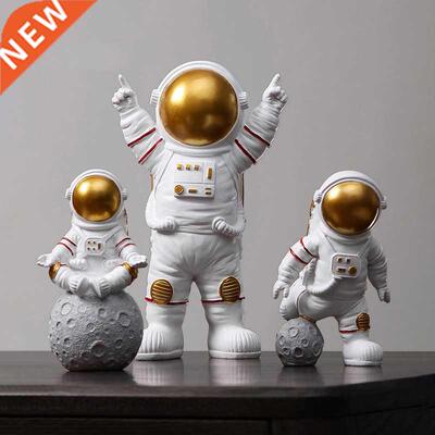 3Pcs Resin Astronaut Figure Statue Figurine Spaceman Sculptu