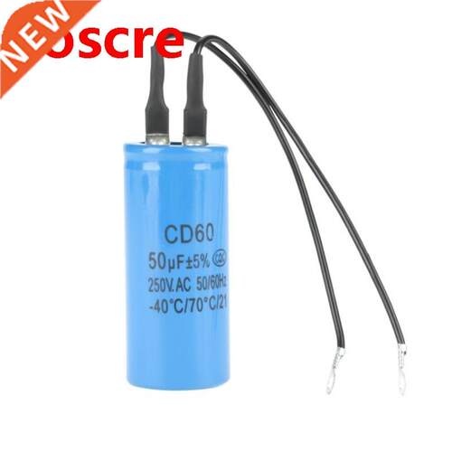 Motor Run Capacitor CD60 with Wire Lead AC 250V 50uF 50/60Hz