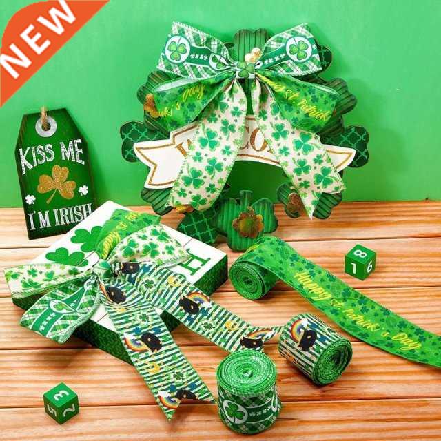 St. Patrick's Day Ribbon 5 /10 Yards Irish Clover Hat Shamro