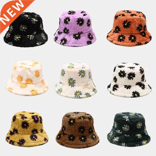 Winter Faux Fur Fluffy Bucket Hats Women Outdoor Warm Sun Ha