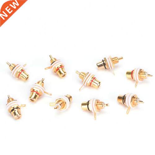 10pcs/lot Panel Mount Gold Plated RCA Female Plug Jack Audio