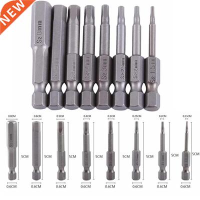 8pcs Hex Bit Set H1.5-H8 50mm 1/4 Inch Non-slip Hex Shank Ex