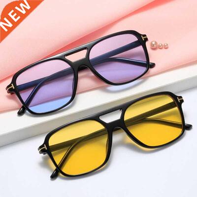 Brand Designer Square Sunglasses Women Fashion Blue Yellow S