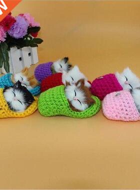 1Pcs New Simulation Sounding Shoe Kittens Cats Plush Toys