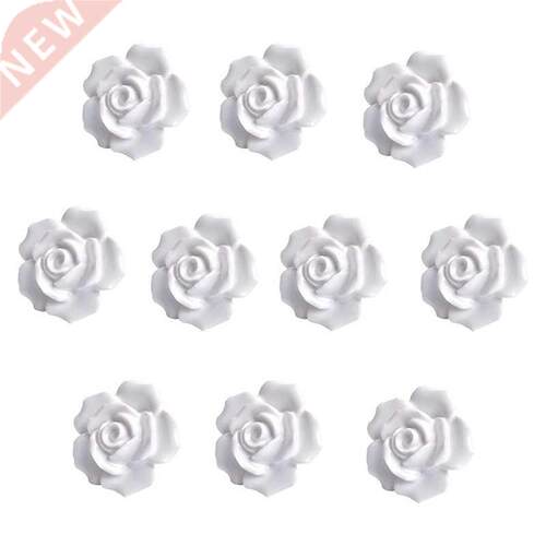10Pcs Ceramic Vintage Floral Rose Flower Door Knobs Handle D