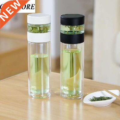 300ml Portable Double Wall Glass Tea Water Bottle wth Tea