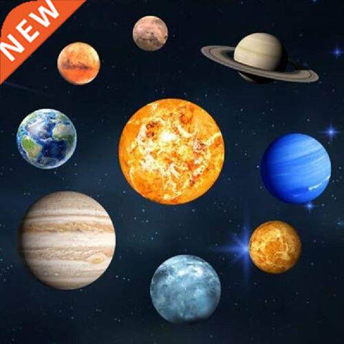 New 9Pcs/Set 9 Planet Solar System Fluorescent Wall Stck