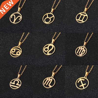 Rinhoo Stainless Steel Star Zodiac Sign Necklace 12 Constell