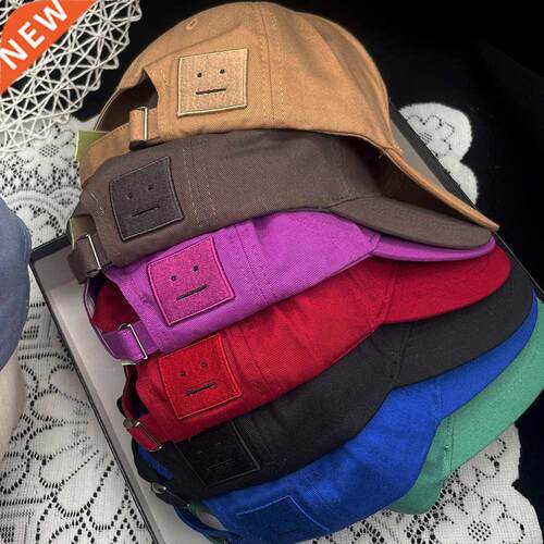 AC Studio Unisex Solid Color Smiley Baseball Cap Breathable
