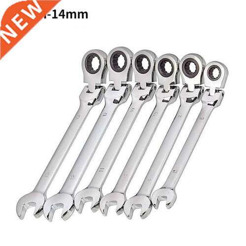 9PC 6-14mm Flexible Ratchet Action Wrench Spanner Tool Head
