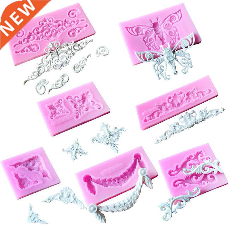 3D Craft Baroque Scroll Relef Slcone Mold Cake Decoratng