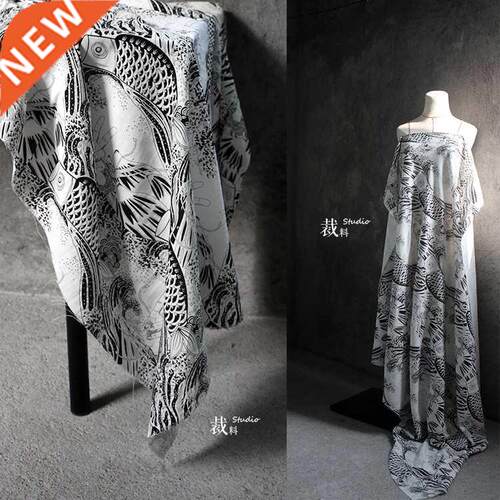 Cotton And Linen Fish Print Pattern Fa Japanese Style