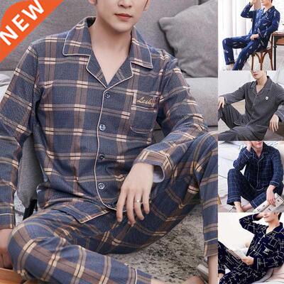 2022 Autumn Casual Striped Cotton Pajama Sets for Men Short