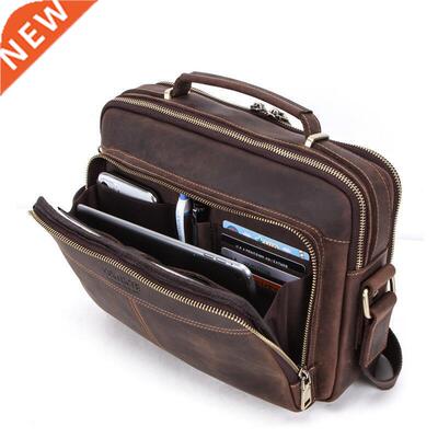 Crazy Horse Cowhide Men Briefcase Genuine Leather Man Crossb