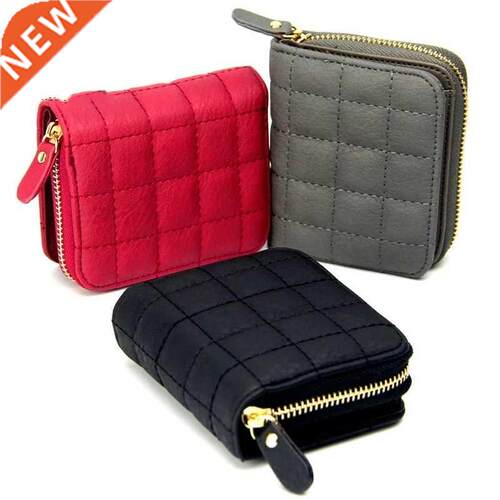 Women Short Wallets PU Leather Female Plaid Purses Card Hol