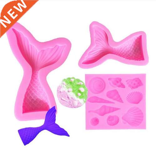 3pcs 3D Mermaid Tail Silicone Molds Shell Starfish Soap Mold