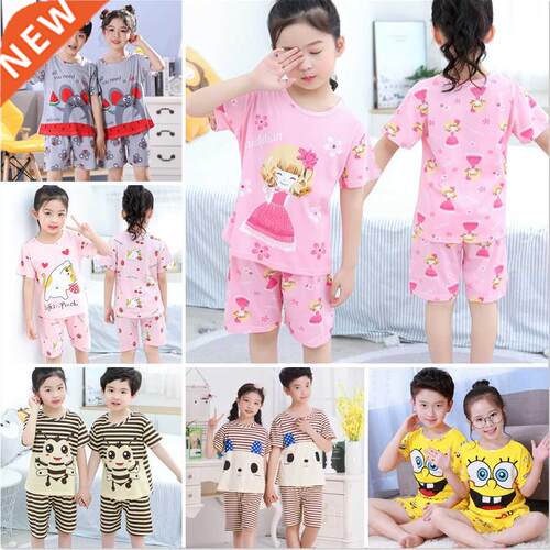 Baby Kids Pajamas Boys Cotton Clothes Pants Set Cartoon Slee