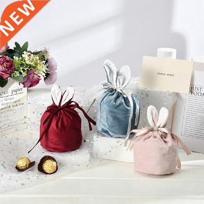 5PC Easter Rabbit Ears Gift Packing Bags Velvet Easter