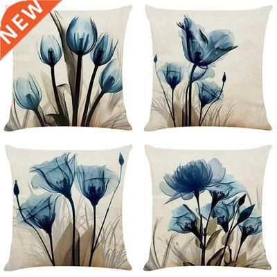 Decorative Throw Pillow Covers Blue Flower Cushion Covers